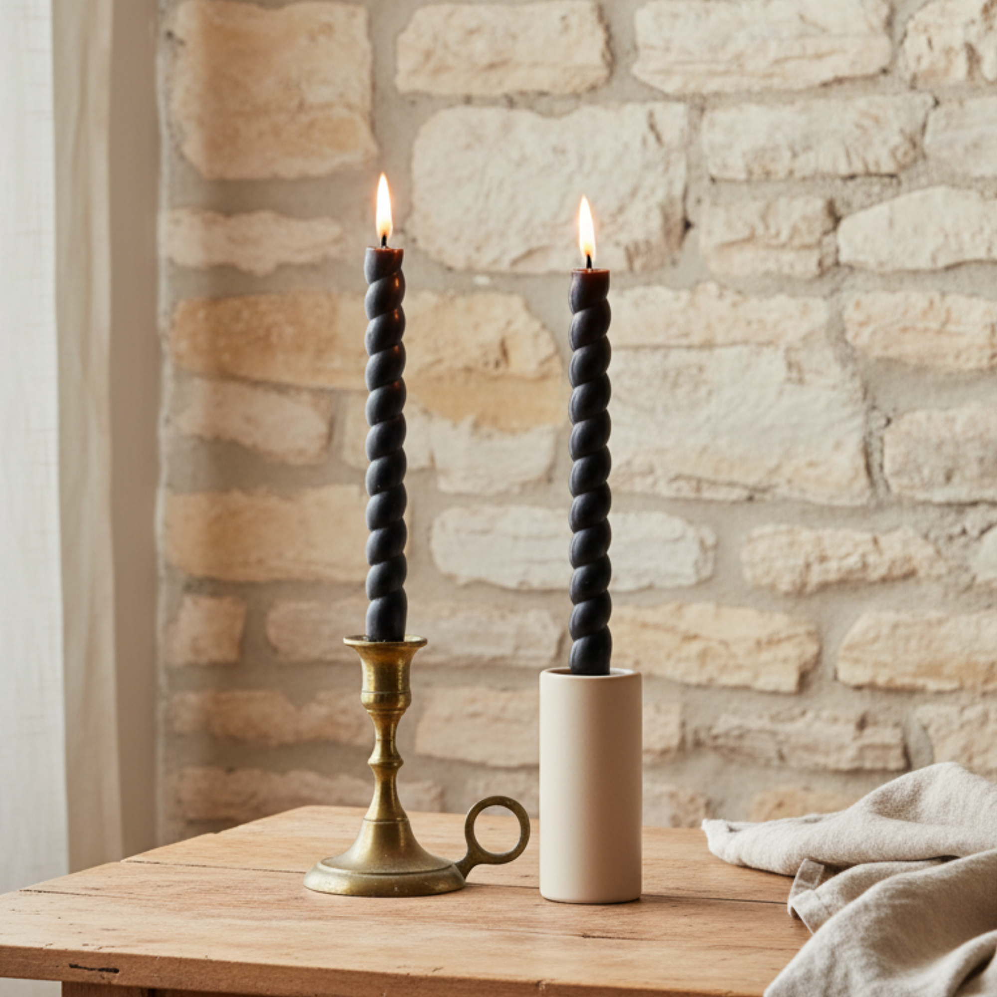 Unscented Twisted Taper Candles | Black