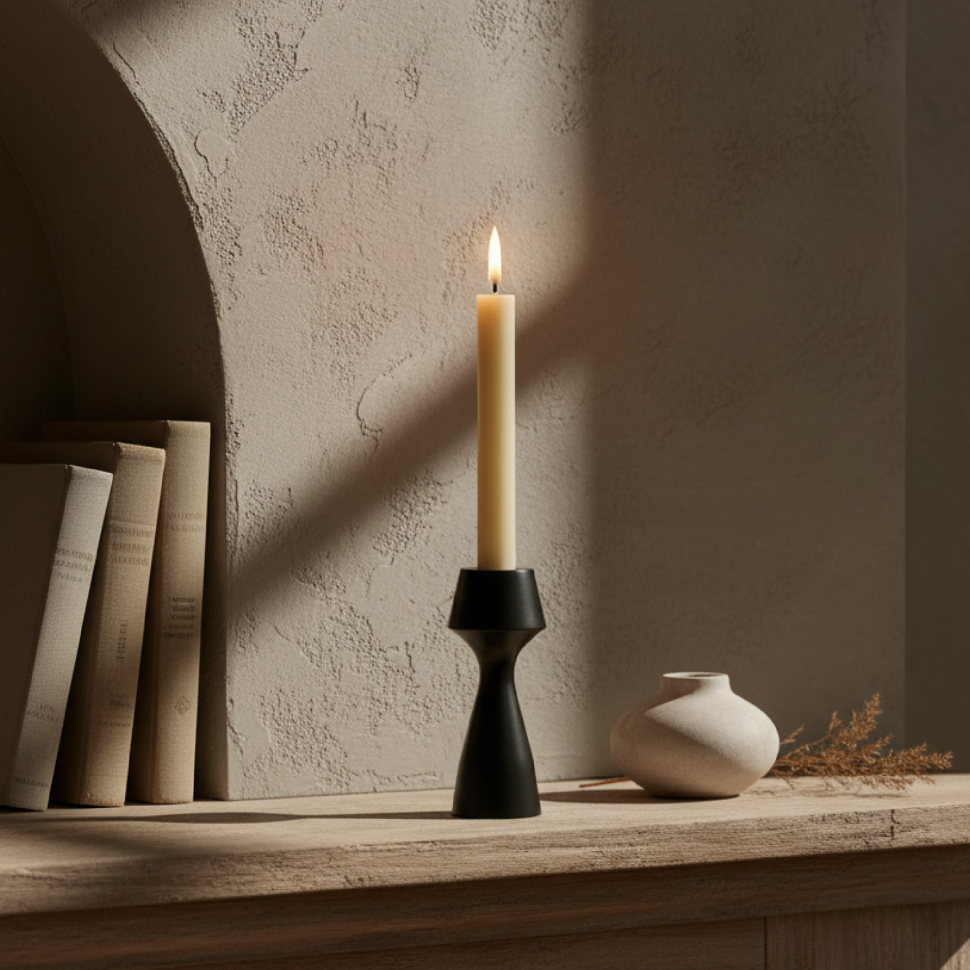 Moda Matte Black Taper Candle Holder