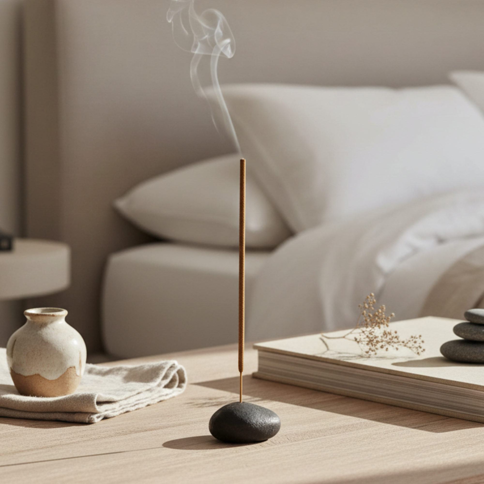 Raw Black Clay Pebble Incense Holder