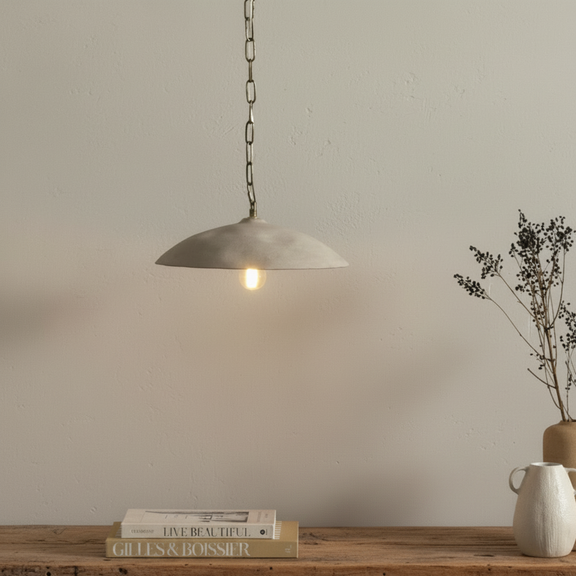 Organic Ceramic Pendant Light | Light Sand Porcelain