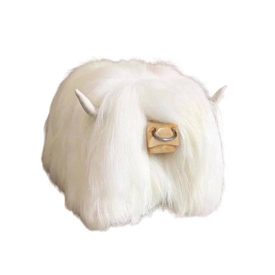 Highland Bull Footstool | Ice White with Nose Ring