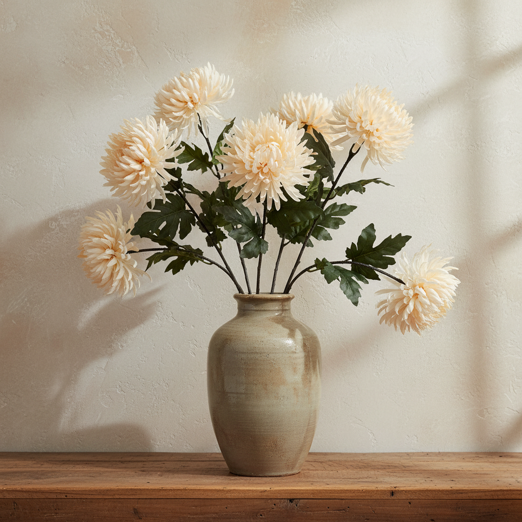 Chrysanthemum Cream Stems - Natural Arrangement