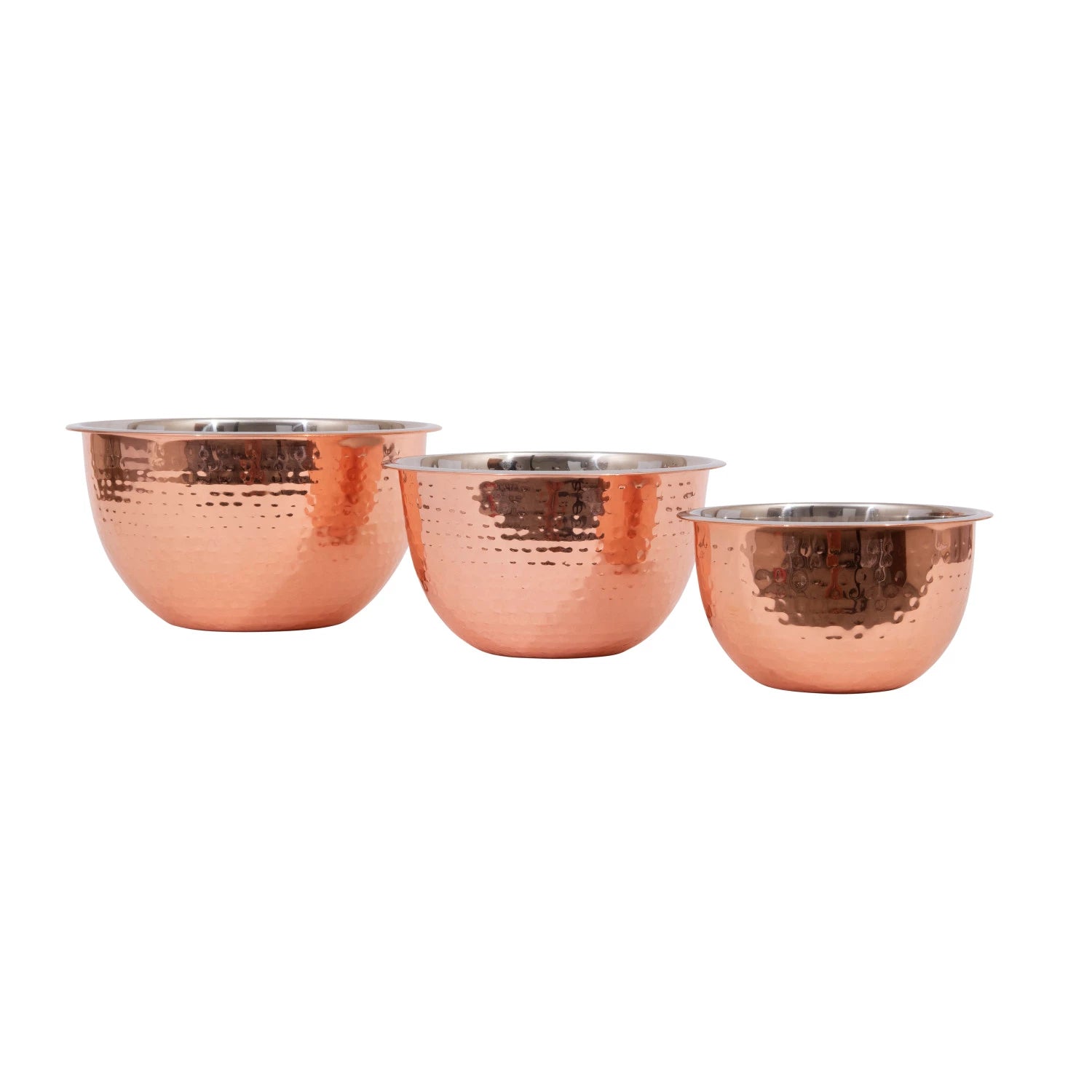 Copper Finish Hammered Stainless Steel Bowl | Set of 3