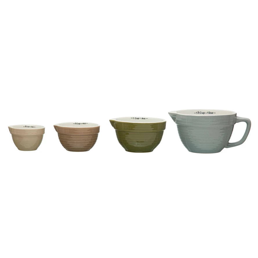 Stoneware Batter Bowl Measuring Cups, Set of 4 | 4 Colors