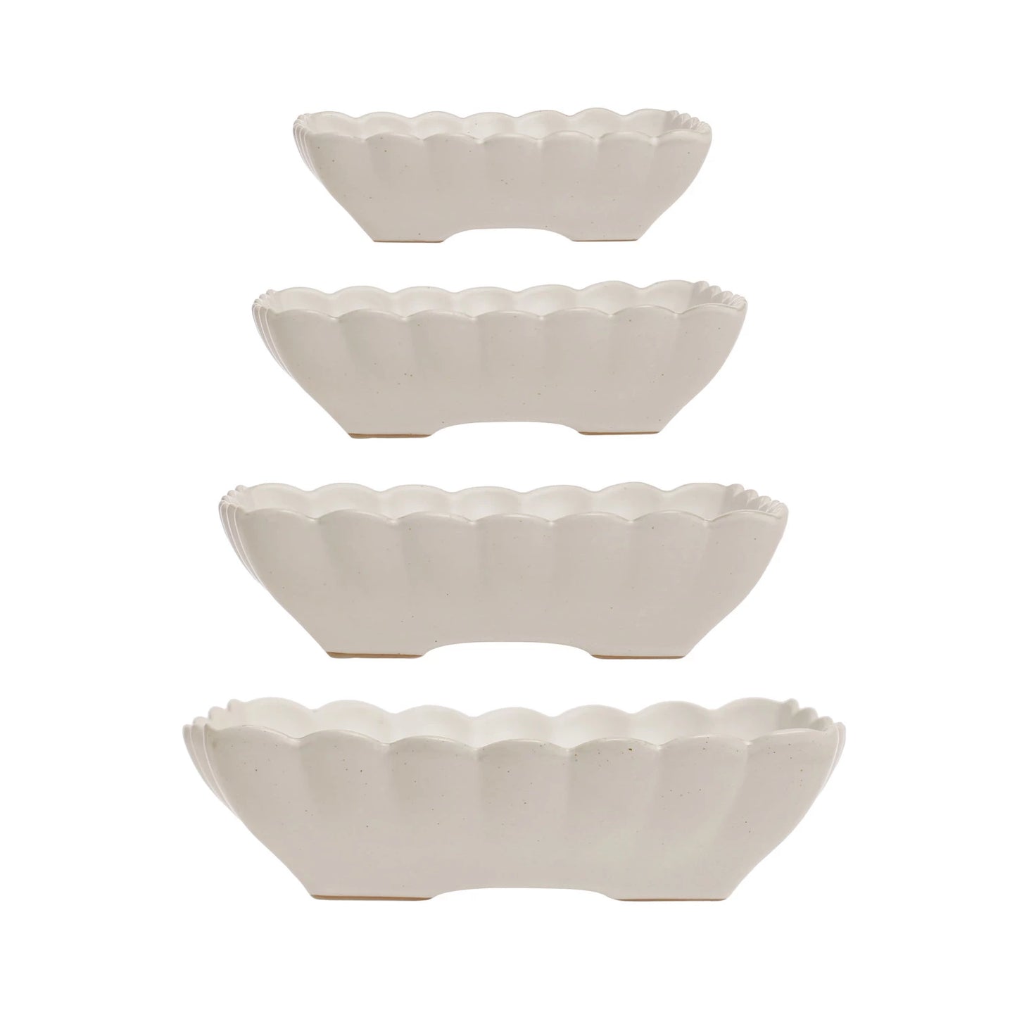 Stoneware Serving Dishes With Scalloped Edge | Set of 4