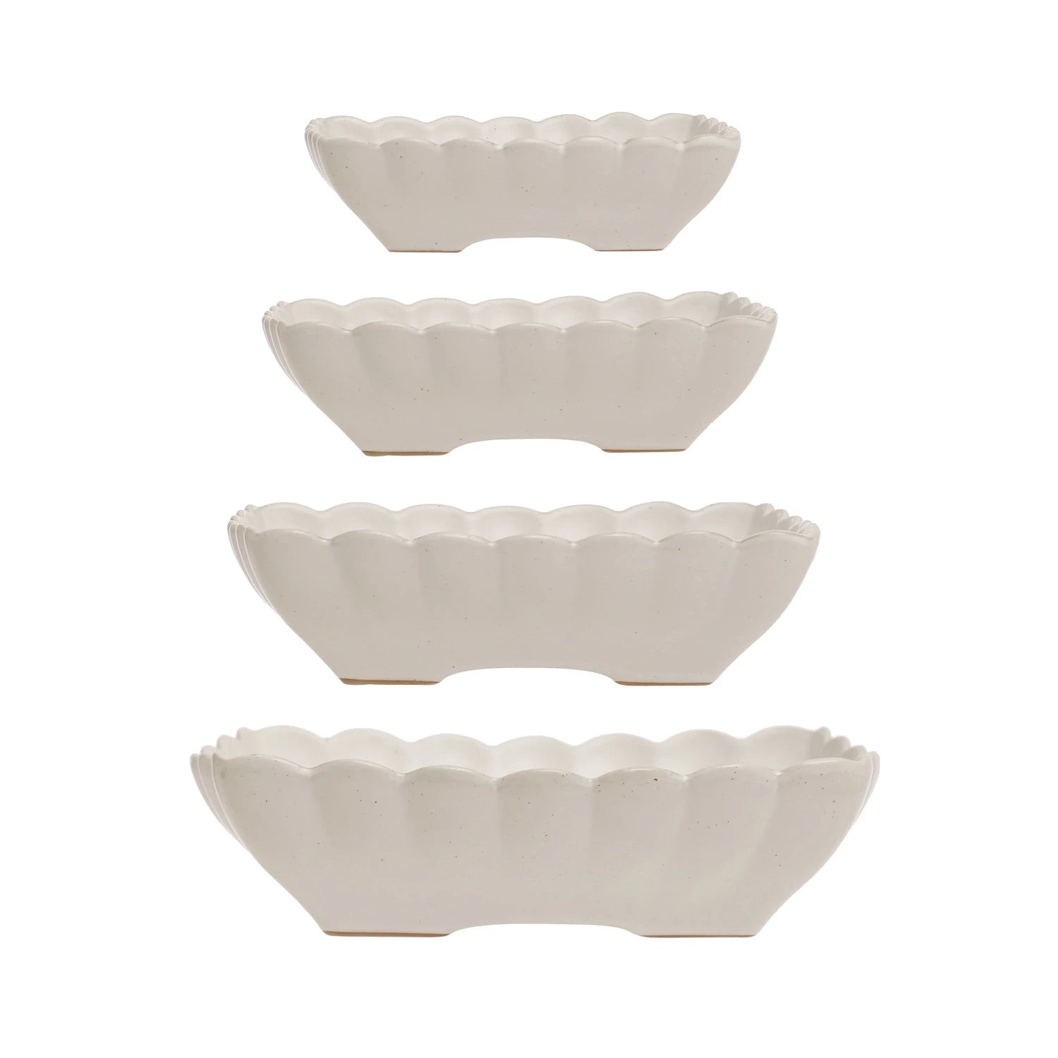 Stoneware Serving Dishes With Scalloped Edge | Set of 4