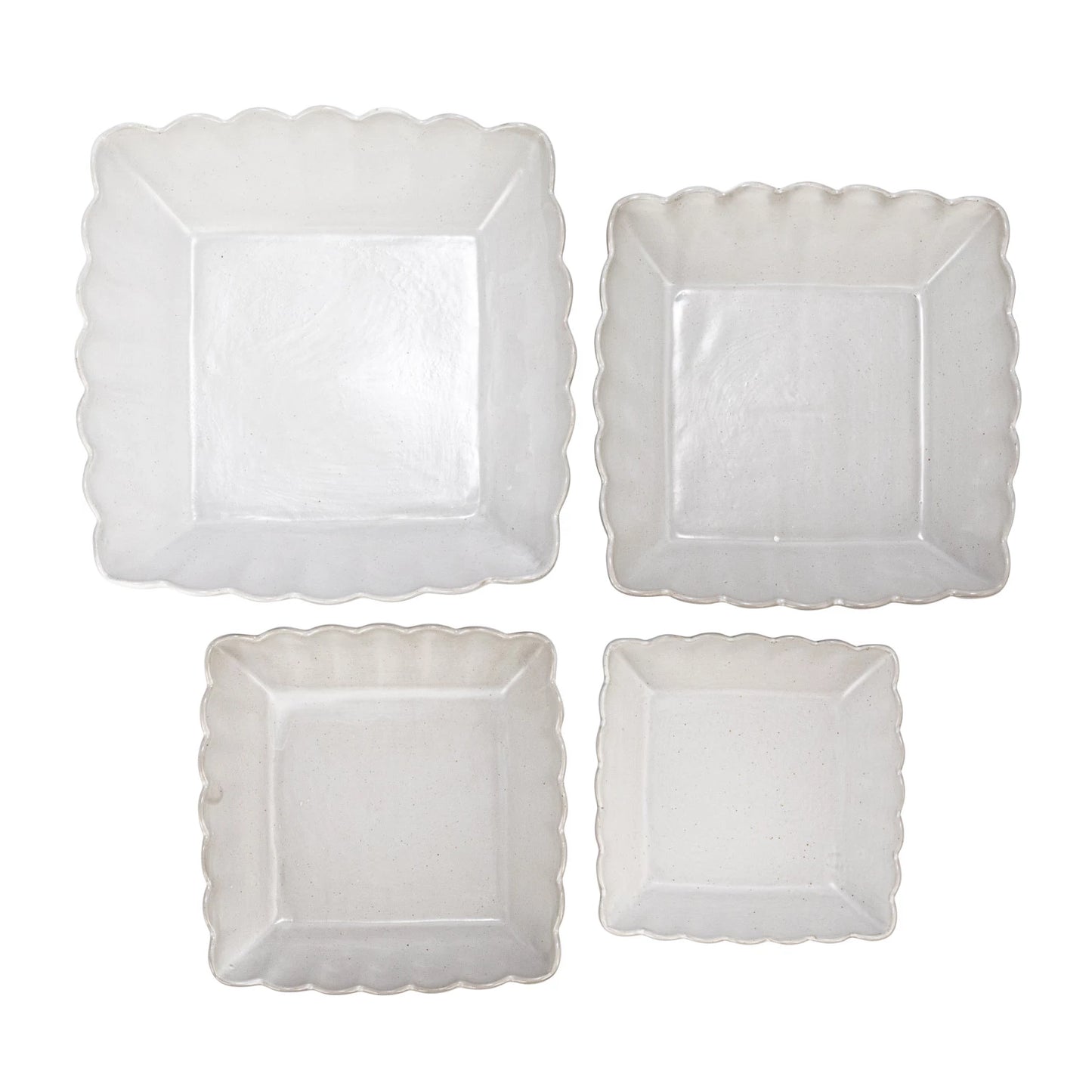 Stoneware Serving Dishes With Scalloped Edge | Set of 4