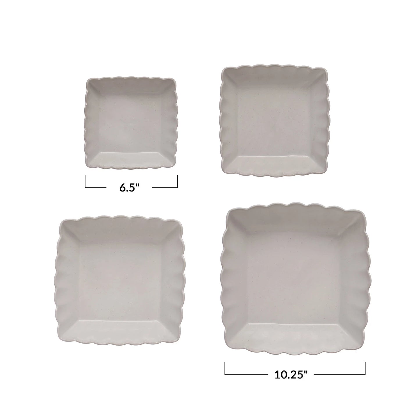 Stoneware Serving Dishes With Scalloped Edge | Set of 4