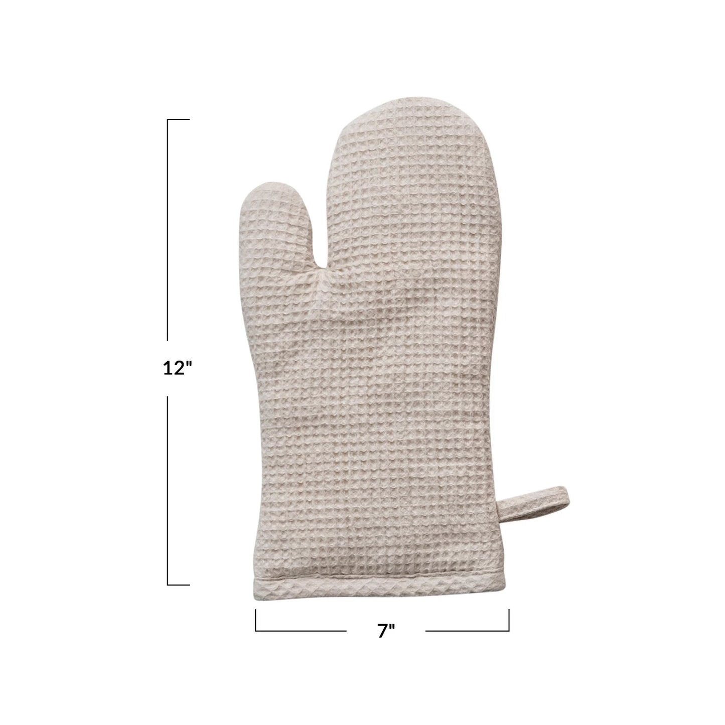 Woven Linen & Cotton Waffle Hot Mitt | Cream