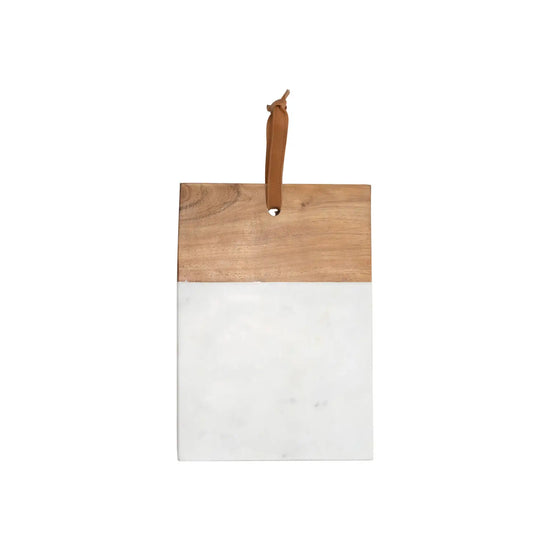 White Marble & Wood Cutting Board
