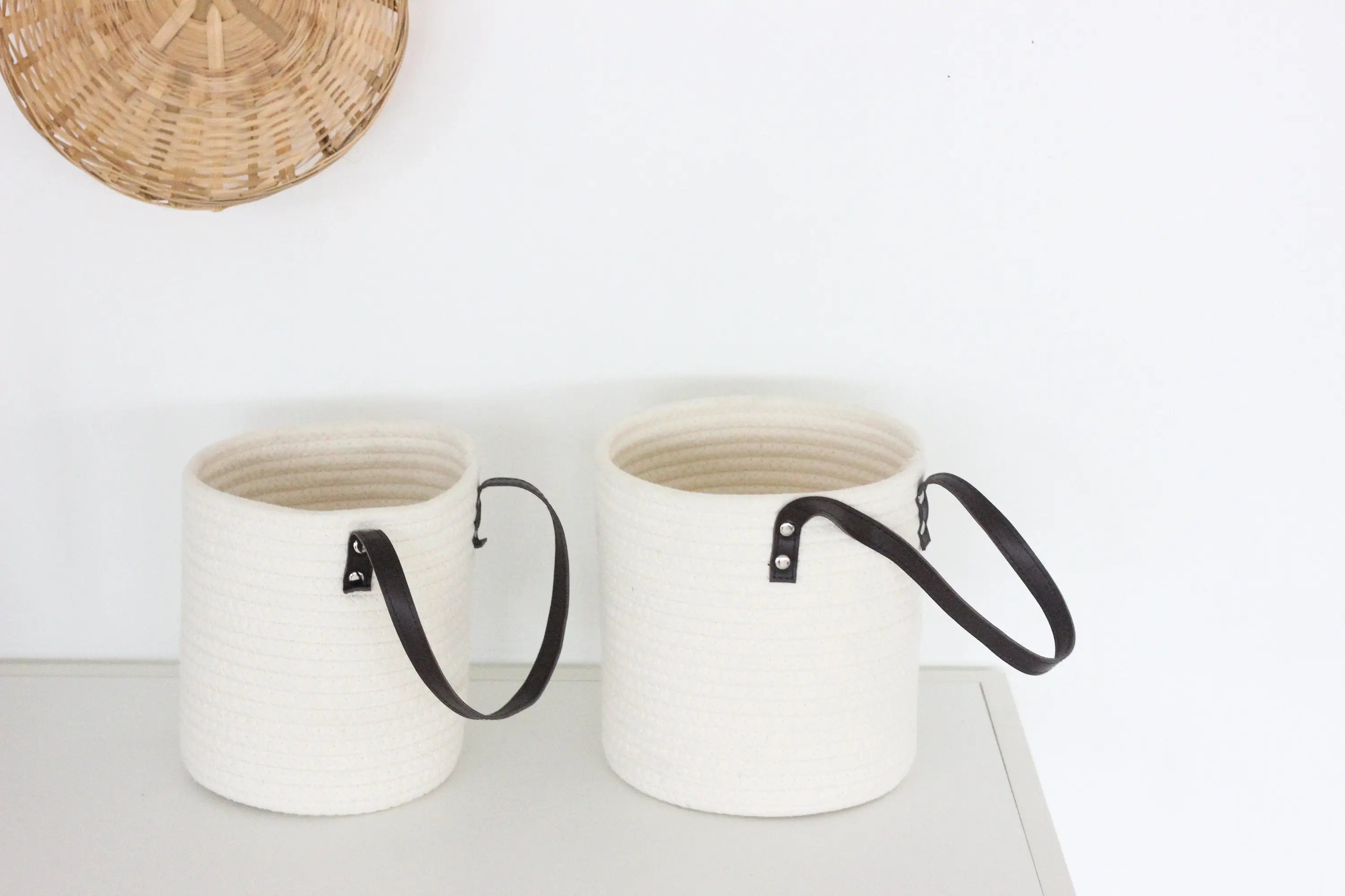 Hanging Storage White Cotton Rope Wall Basket | 6"