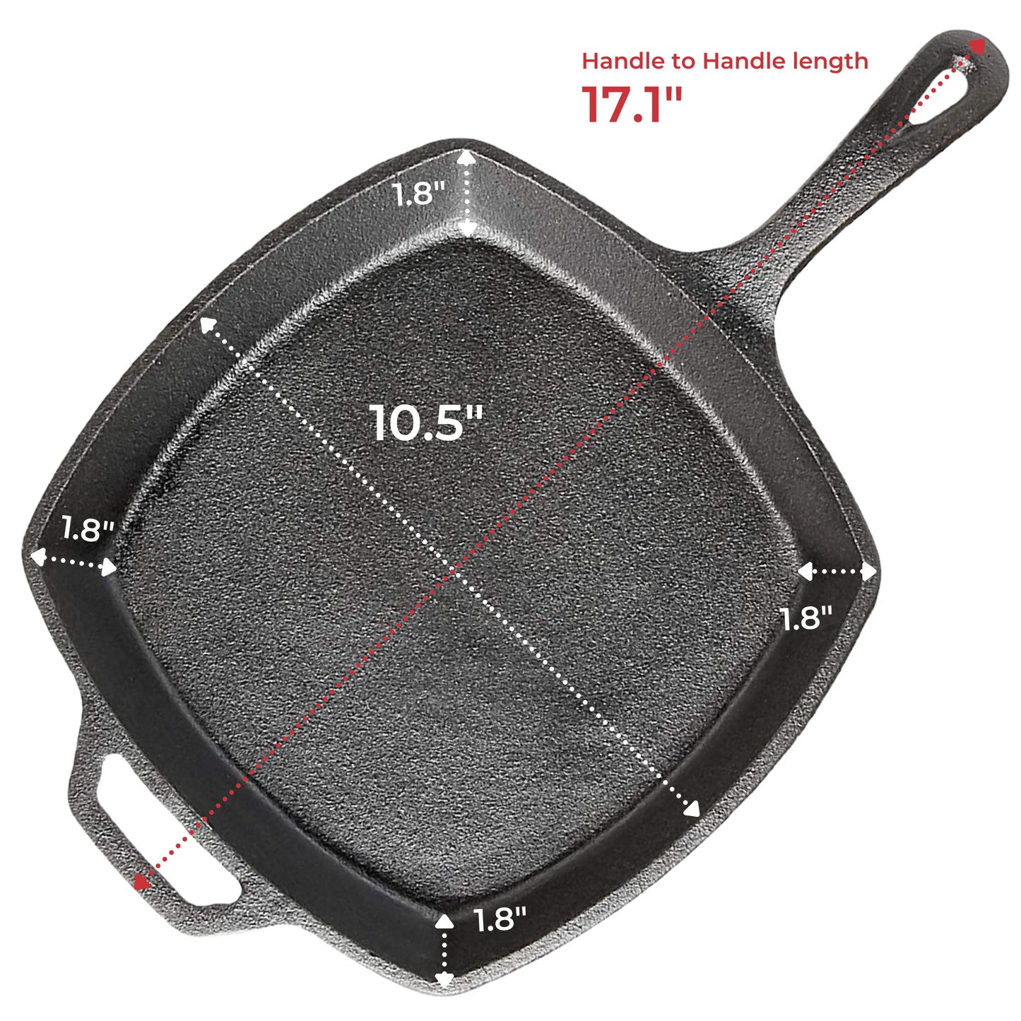 Jim Beam 10.5" Pre Seasoned Cast Iron Square Skillet