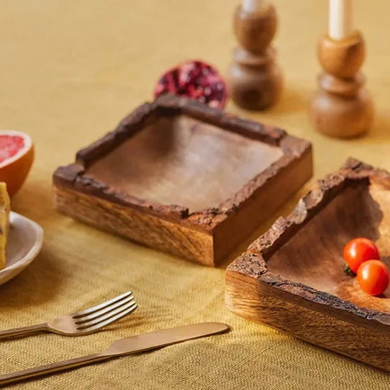 Handmade Square Mango Wood Platter | Small