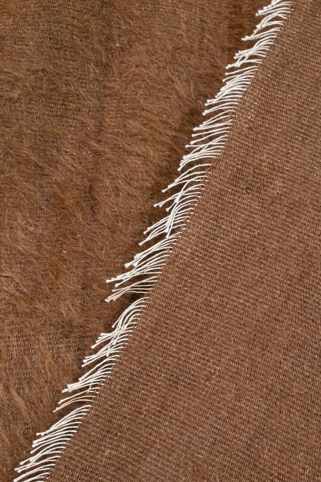 Vintage Brown Goat Hair Blanket Rug | 1970's