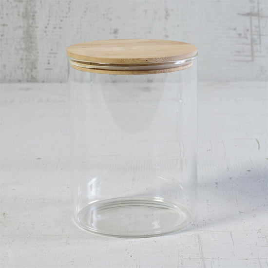 Load image into Gallery viewer, Finn Canister Medium | Glass with Wood Lid
