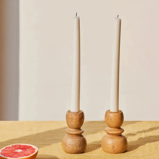 Handmade Mango Wood Wooden Taper Candle Holder