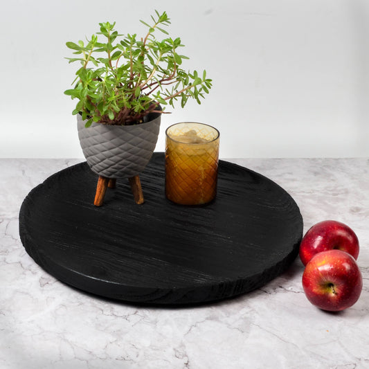 Emory Wooden Round Tray | Black