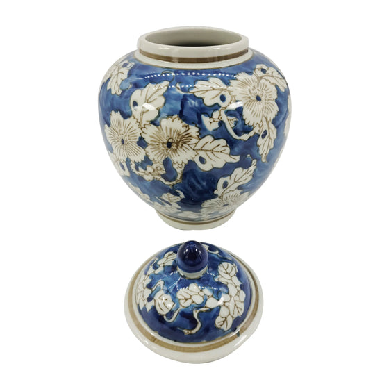 Blue & White Chinoiserie Floral Jar