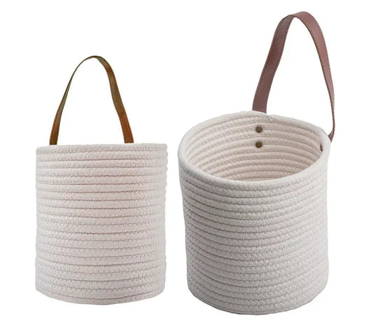Hanging Storage White Cotton Rope Wall Basket | 7"