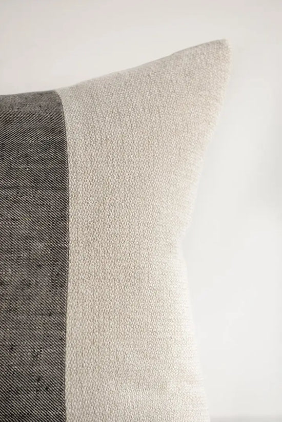 Marlborough Linen Pillow | Natural & Black Stripe