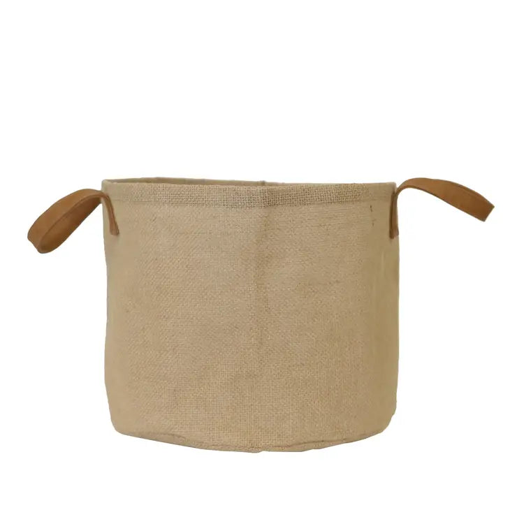 Jute Bin with Tote Handles