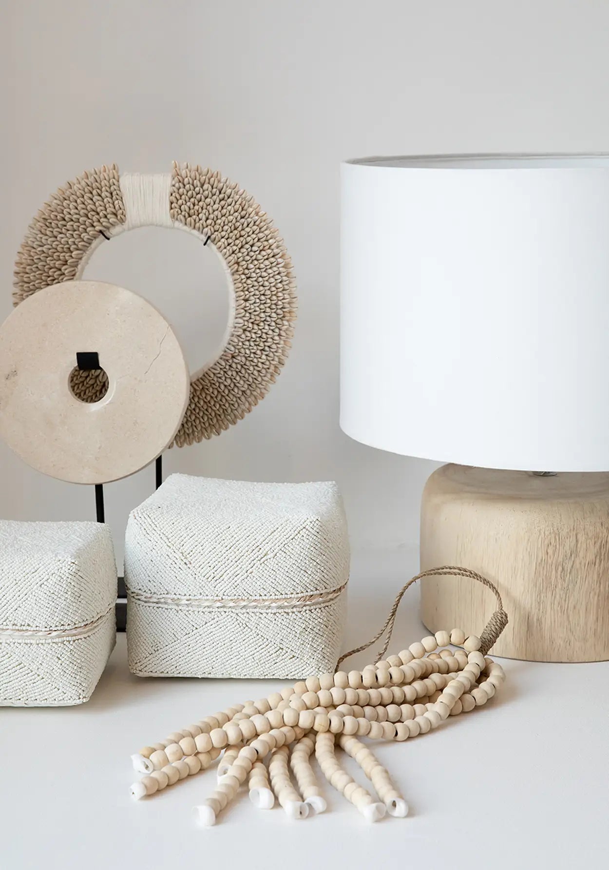 Teak Wood Table Lamp | Natural White