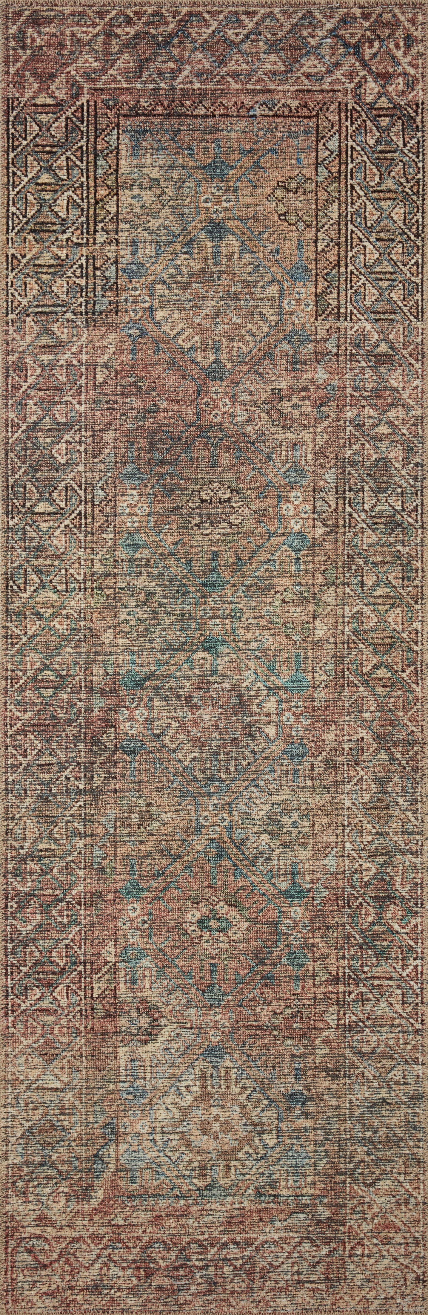 Amber Lewis X Loloi Billie Collection | Aqua/Rust 3'6 x 5'6