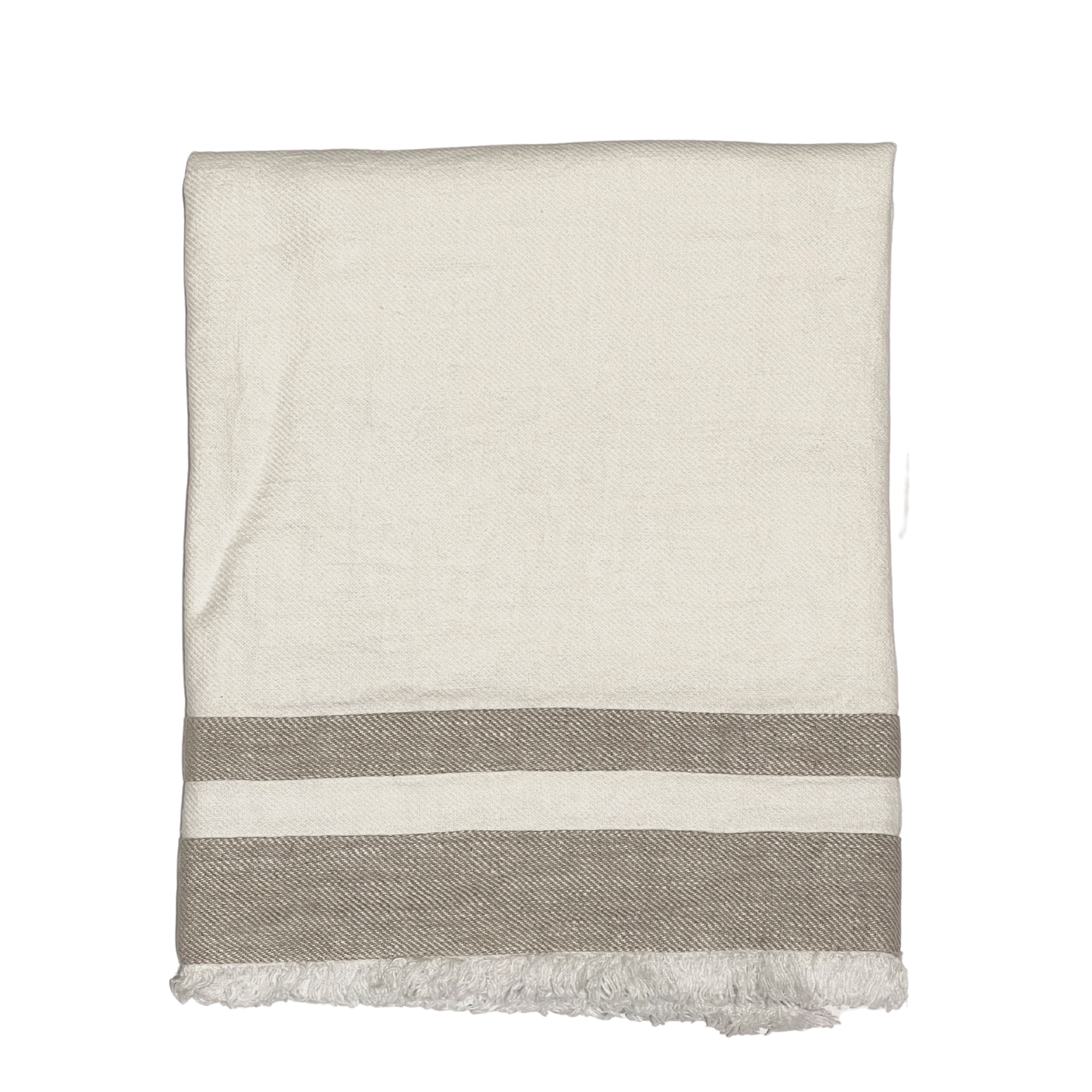 Lipari Bath Towel White with Beige stripes