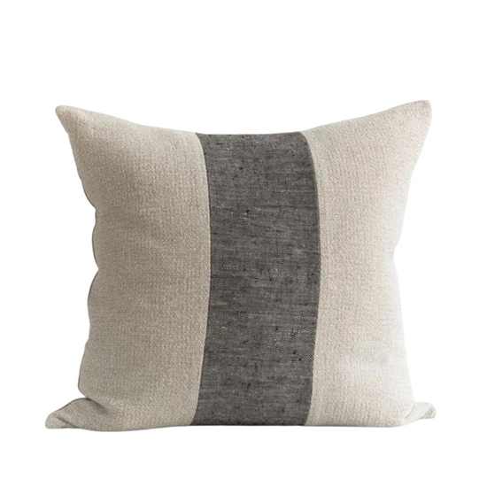 Marlborough Linen Pillow | Natural & Black Stripe