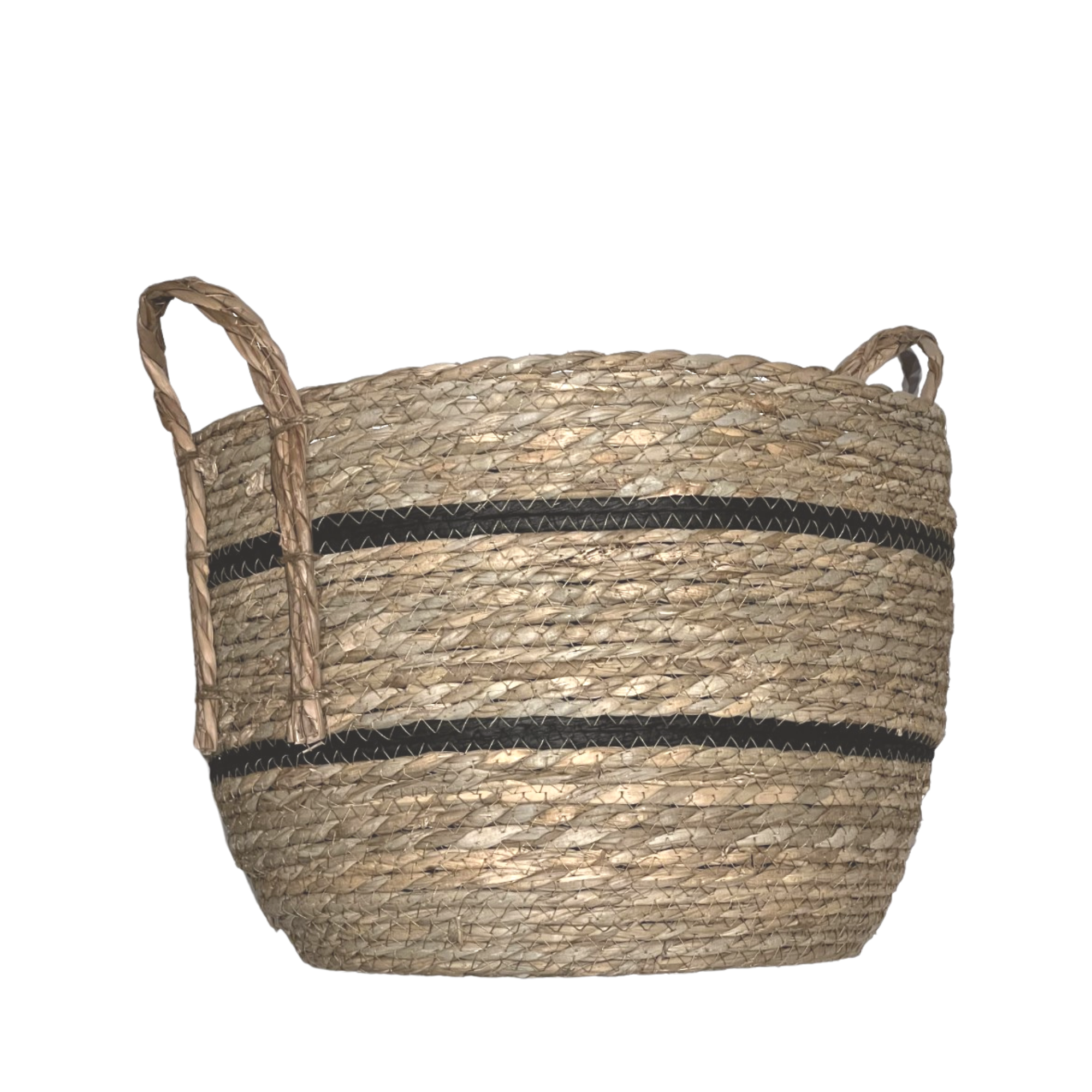 Black Stripe Round Hyacinth Basket | Large