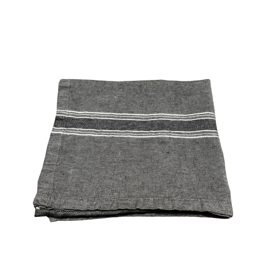Casa Bath Towel | Charcoal with White & Black Stripes