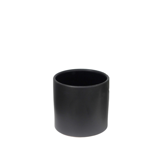 Matte Black Ceramic Cylinder Planter | 6.5"