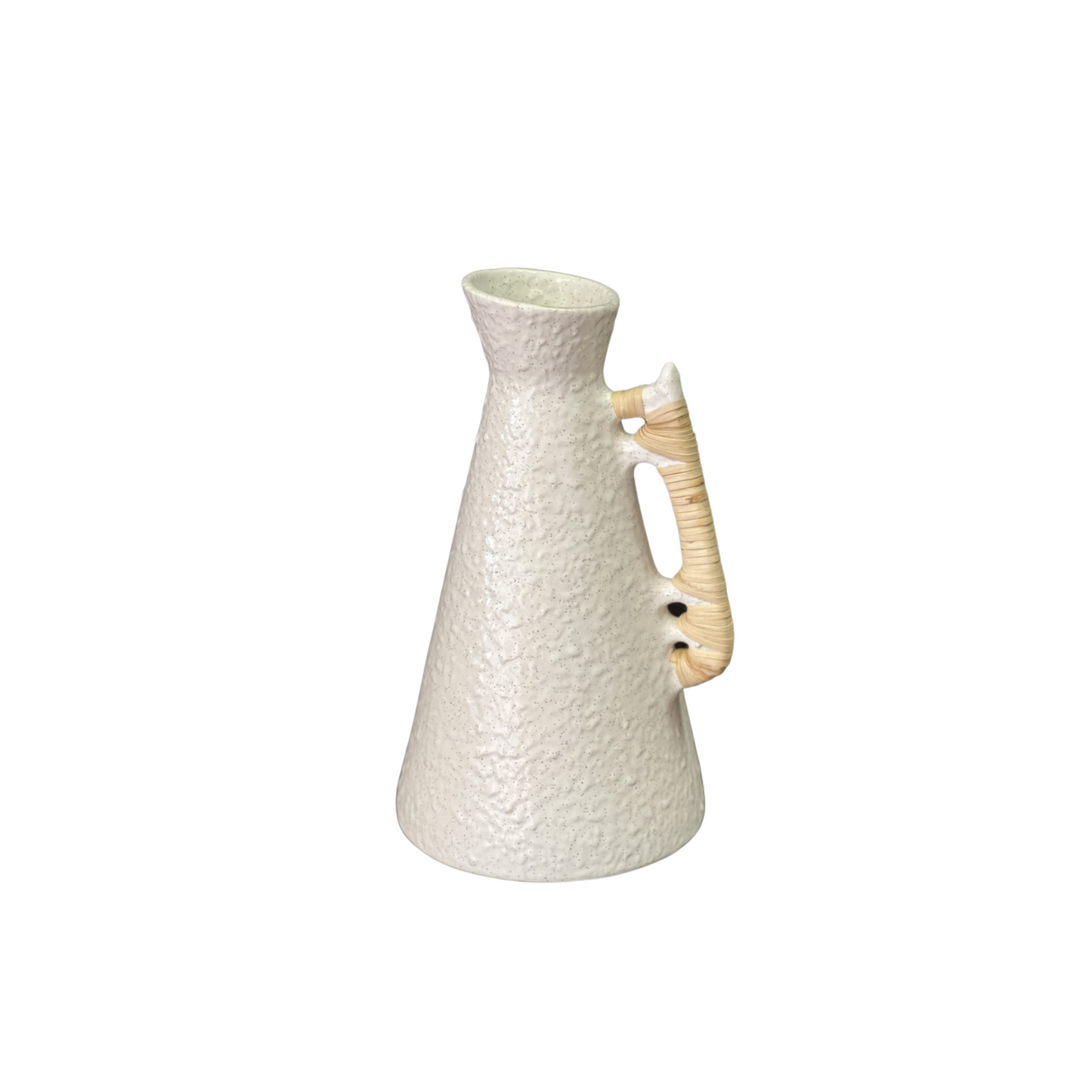 Rattan Wrapped Handle Vase Off White | Large