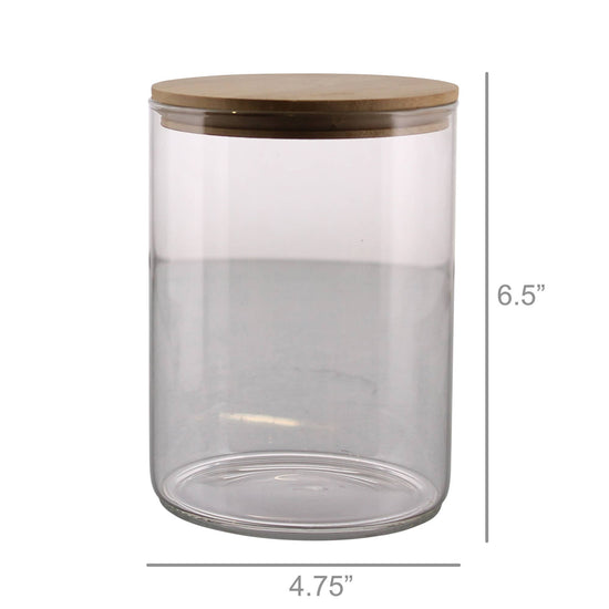 Finn Canister Large | Glass with Wood Lid