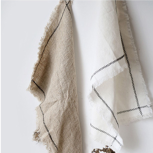 Linen Trim Edge Napkin | White