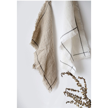 Load image into Gallery viewer, Linen Trim Edge Napkin | White
