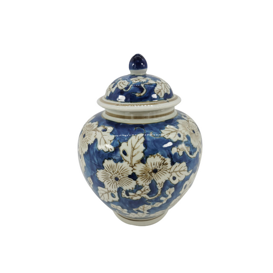 Blue & White Chinoiserie Floral Jar