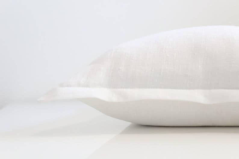 Load image into Gallery viewer, White Linen Pillow With Trim
