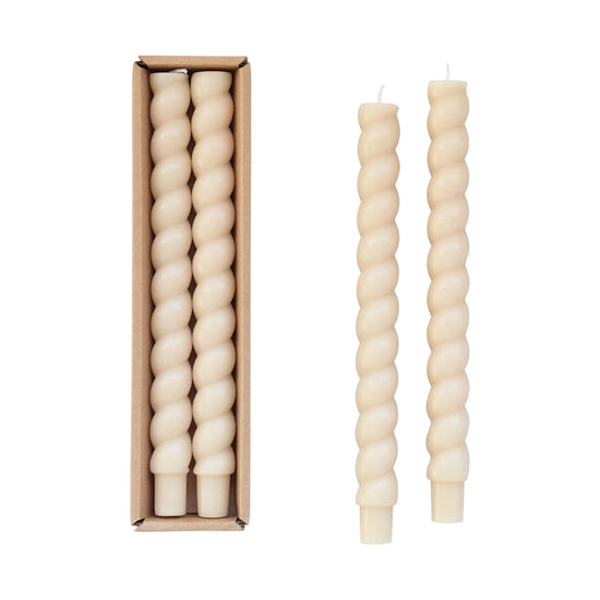 Unscented Twisted Taper Candle | Cream