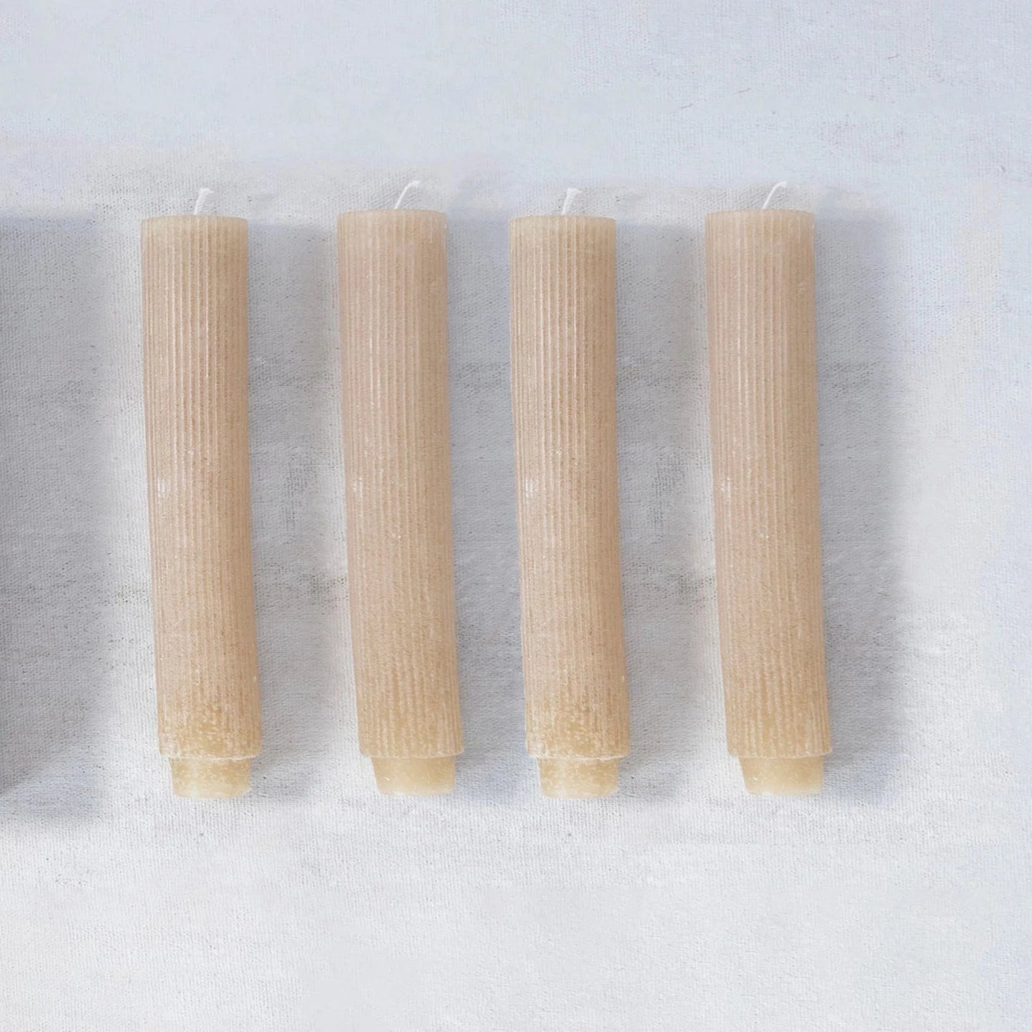Unscented Pleated Taper Candle | Linen