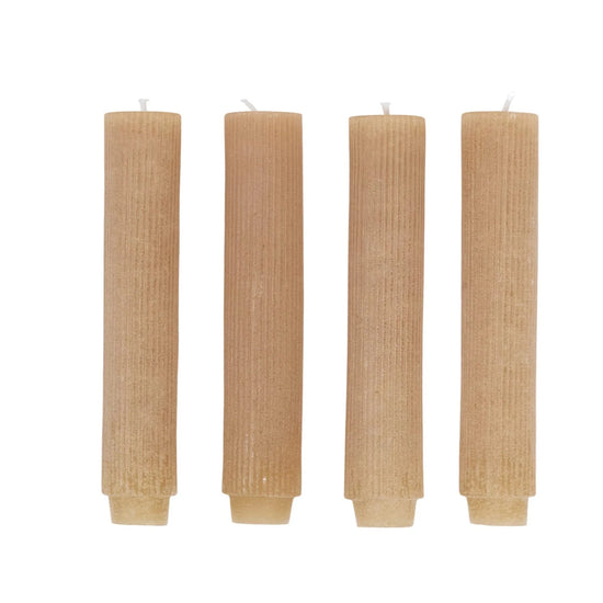 Unscented Pleated Taper Candle | Linen