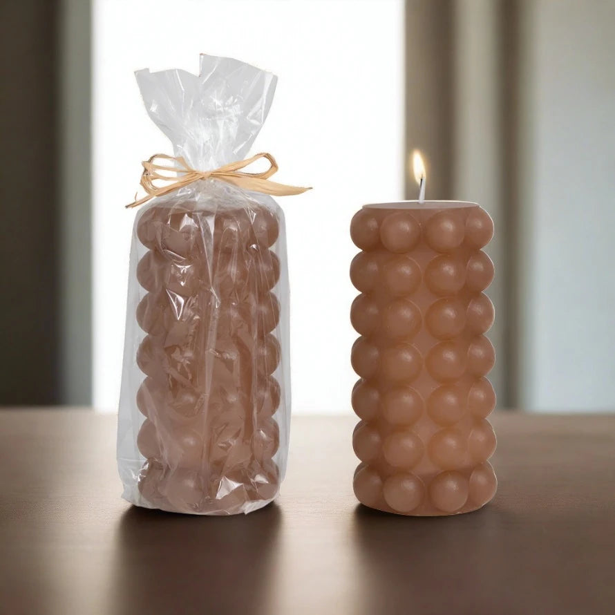 3" Round Unscented Hobnail Pillar Candle