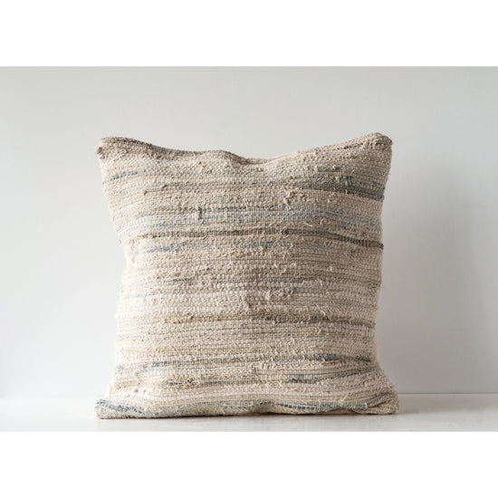 Load image into Gallery viewer, Recycled Cotton &amp;amp; Canvas Chindi Pillow | Multi Colour
