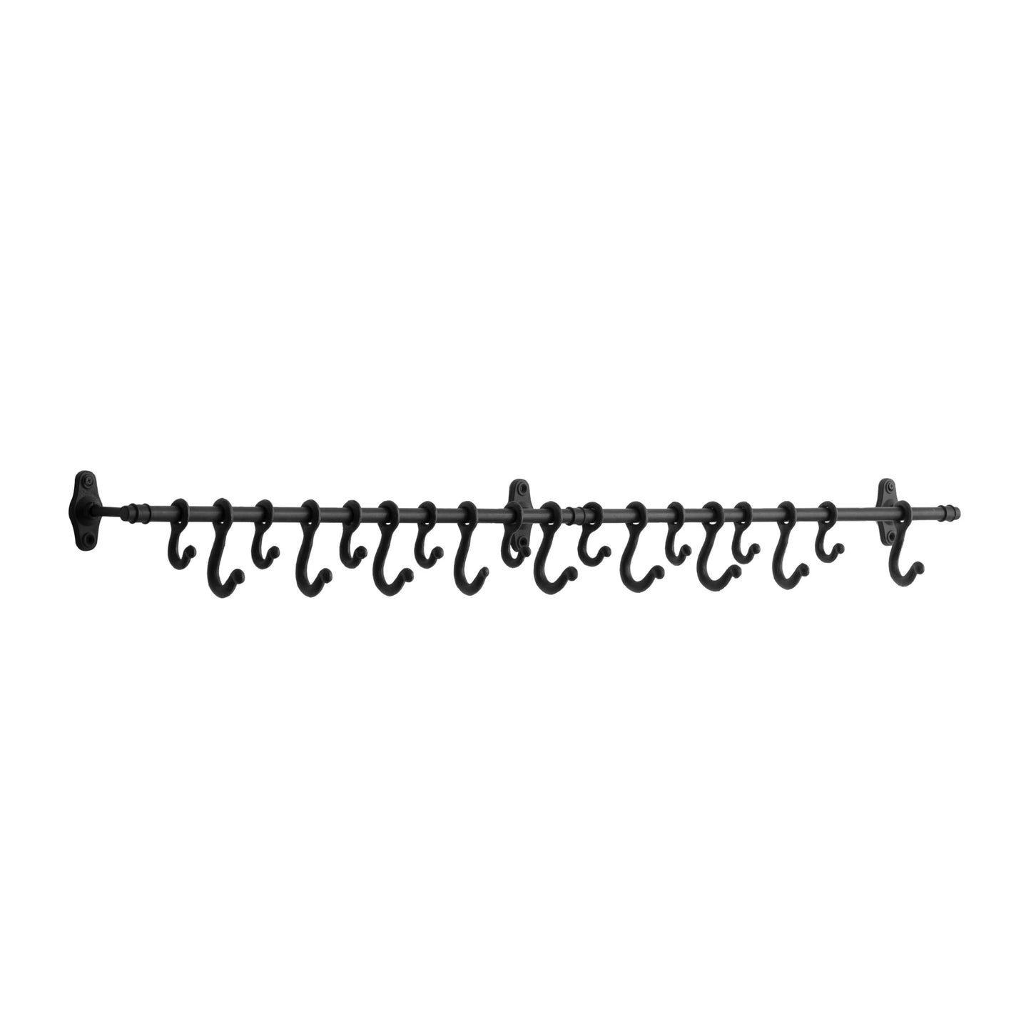 Forged Metal Wall Rod With 18 Hooks