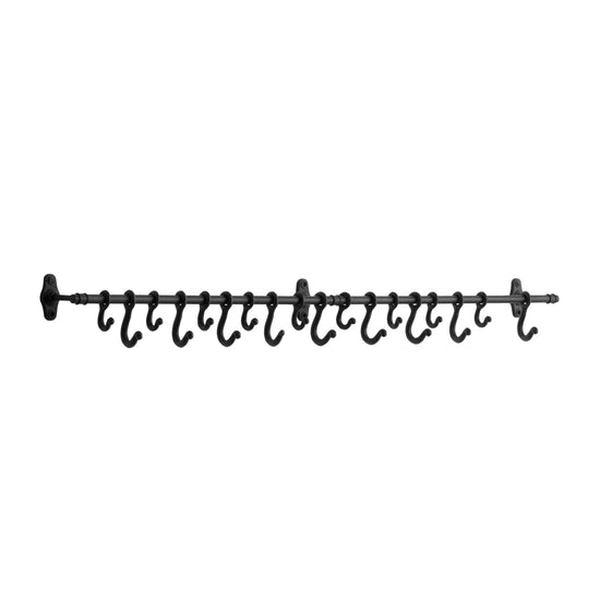 Forged Metal Wall Rod With 18 Hooks
