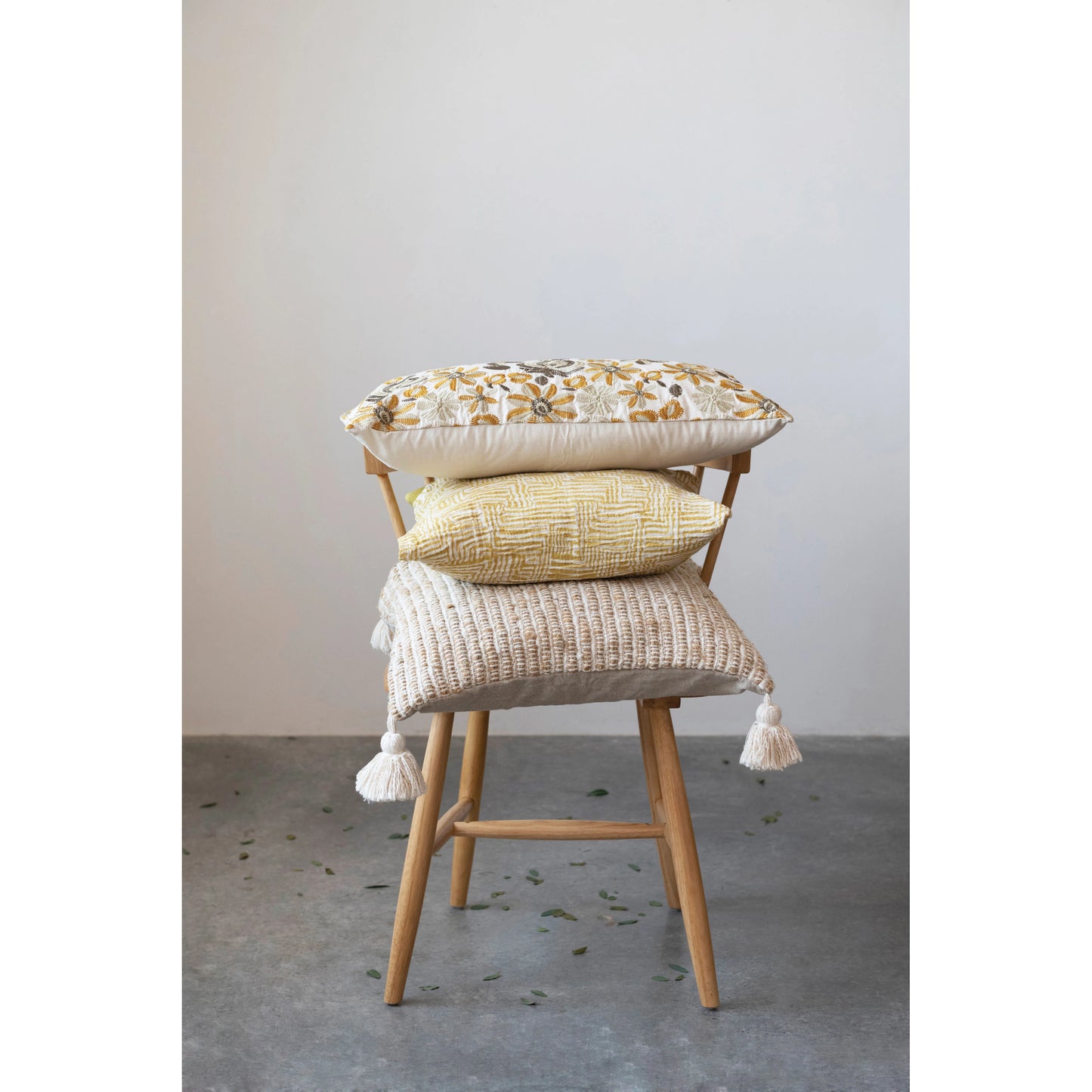 Kuba Cloth Pattern Pillow | Mustard & Cream