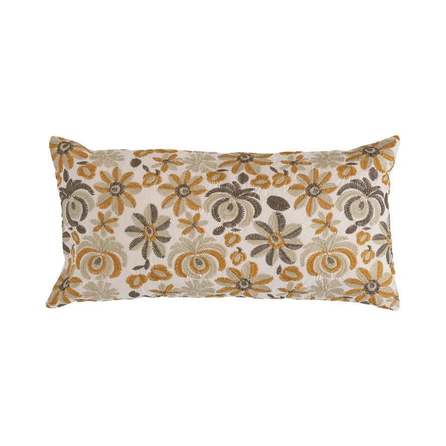 Embroidered Lumbar Pillow | Multi Colour