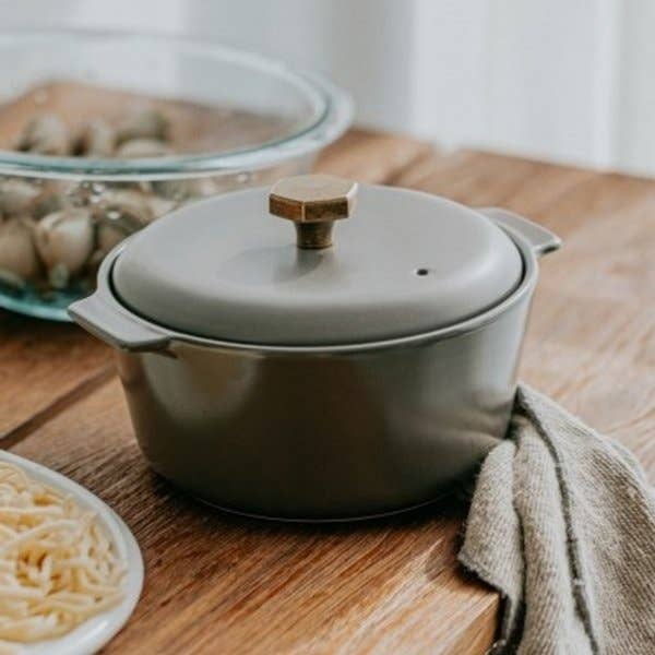 7" Ceramic Casserole Pot | Matte Gray