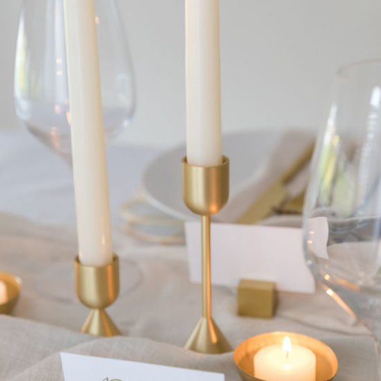 Load image into Gallery viewer, Golden Light Brass Candlestick Holder | Taper Candle Holder | 5.25&amp;quot;
