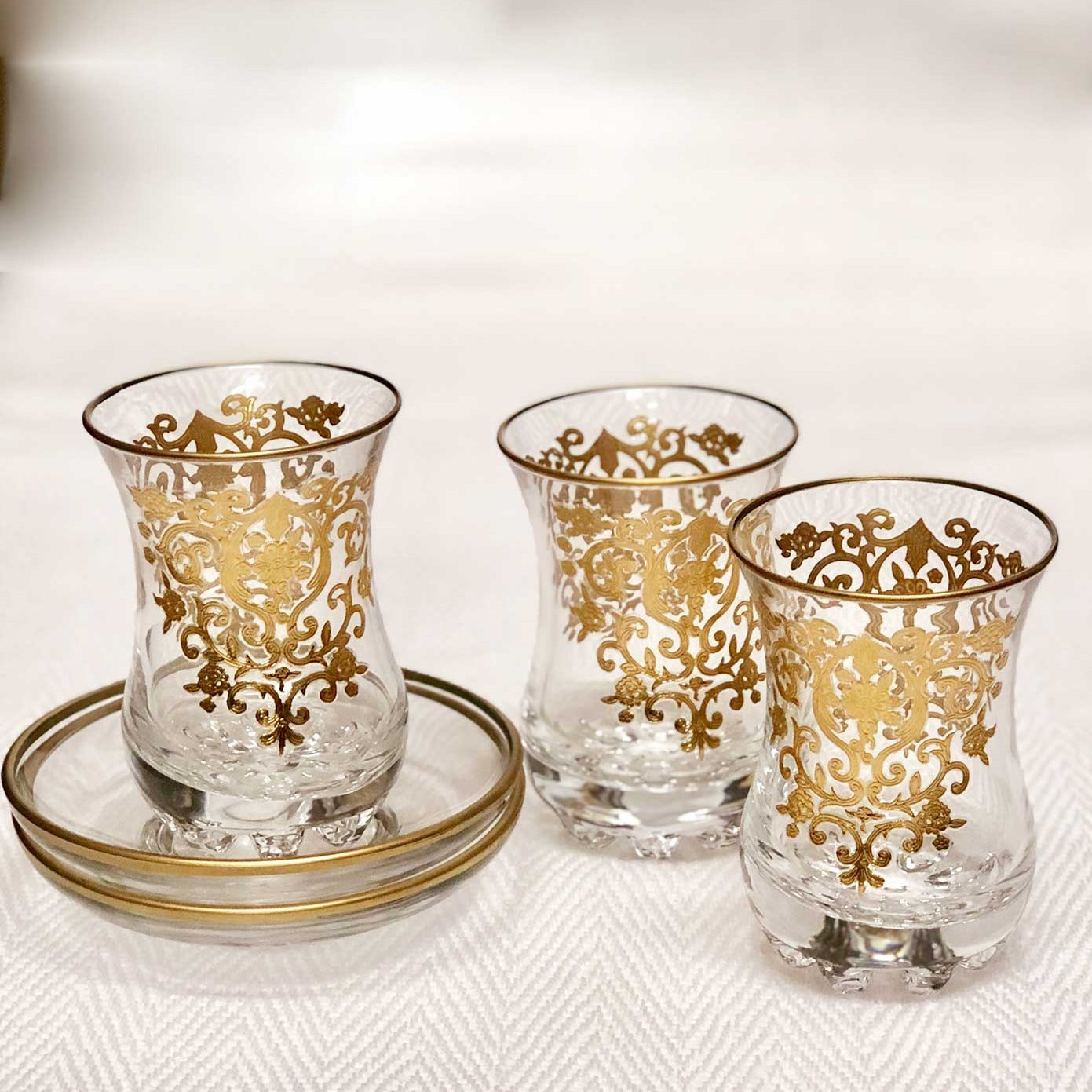 Tea Glasses & Saucers | Amira Gold